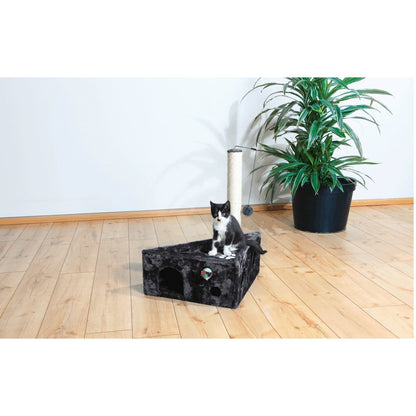 Murcia Sisal 26" Cat Scratching Post with Plush-Covered Condo and Cat Toy, Gray