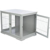 38.7" Dog Crate, Wooden Indoor Kennel Furniture for Large Dogs Up to 66 lb, Gray