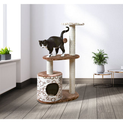 Casta Plush & Sisal 3-Level 37.4" Cat Tree with Scratching Posts & Condo, Brown