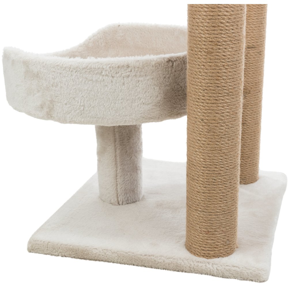 Isaba Plush 2-Level 24.4" Cat Tree with Sisal Scratching Posts, 2 Perch, Greige
