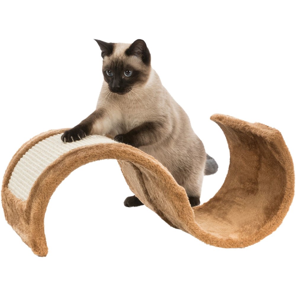 Wavy Cat Scratching Surface, Plush & Sisal-Covered, Brown