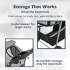 3-Wheeled Foldable Dog & Cat Stroller with Canopy and Storage Compartments, Gray