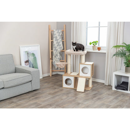 Addison Sisal & Wood 35.5" Cat Tree, Modern Cat Tower, Condos, Hammock, Cozy Bed