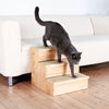 3-Step Wooden Pet Stairs with Storage & Non-Slip Pads, Natural