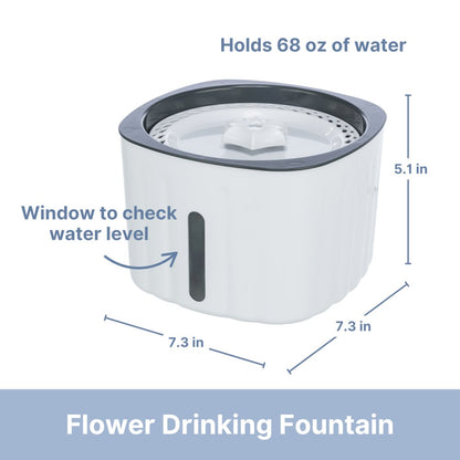 Flower Drinking Fountain for Dogs and Cats, 68oz Automatic Water Dispenser