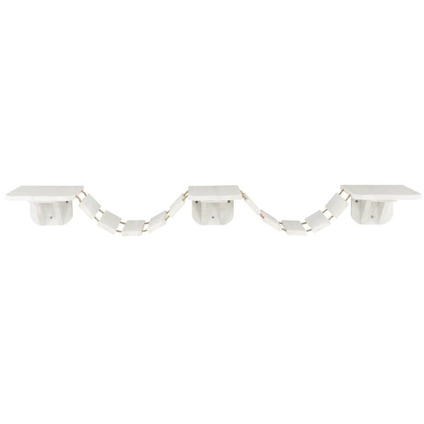 Multi-Level Wall Mounted Cat Perch with Bridge, White