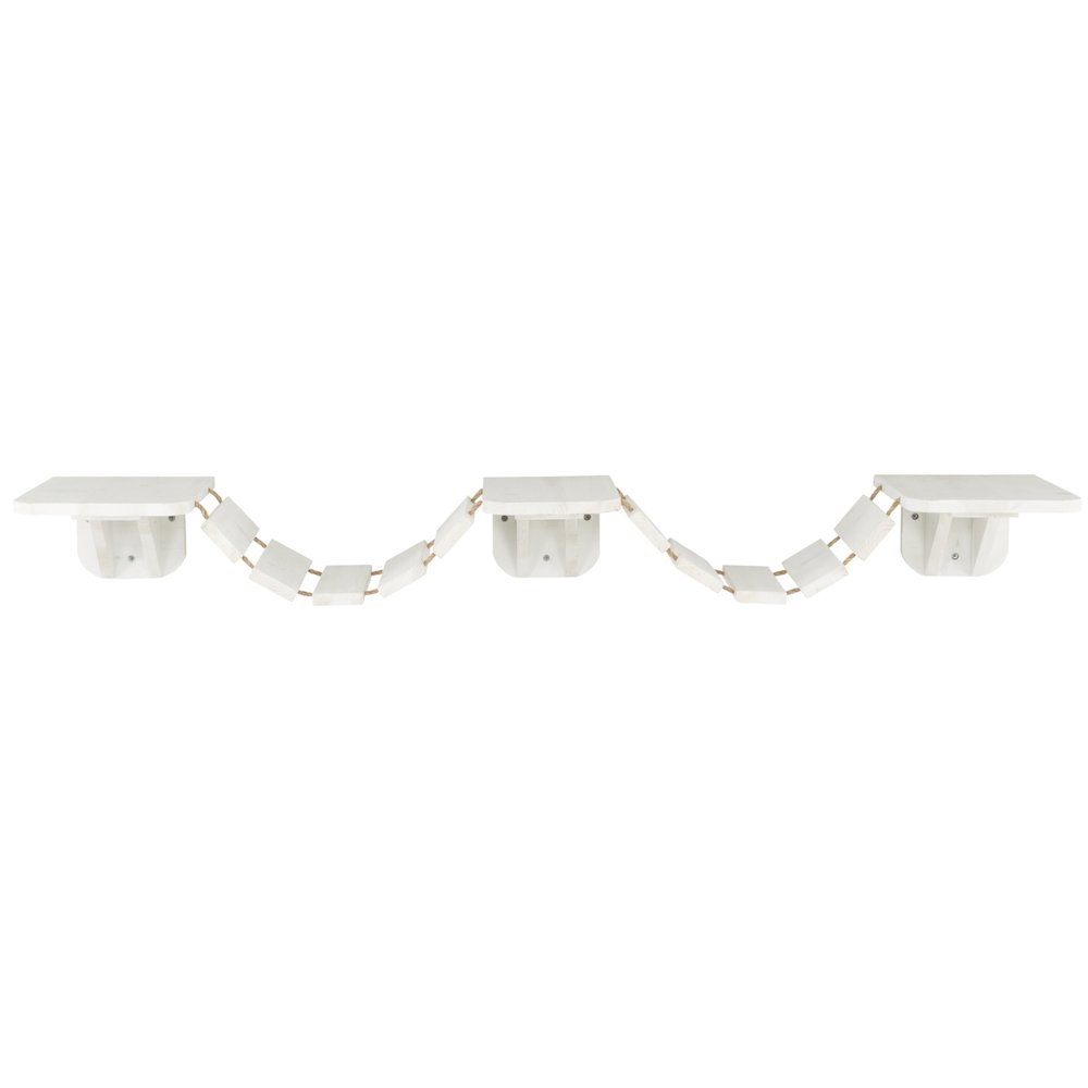 Multi-Level Wall Mounted Cat Perch with Bridge, White