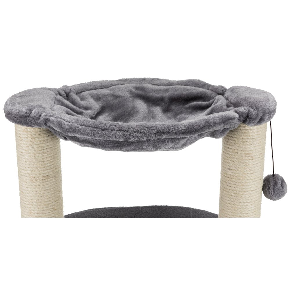 Baza Grande Plush & Sisal 24" Cat Tree, Cat Condo and Hammock, Cat Toy, Gray