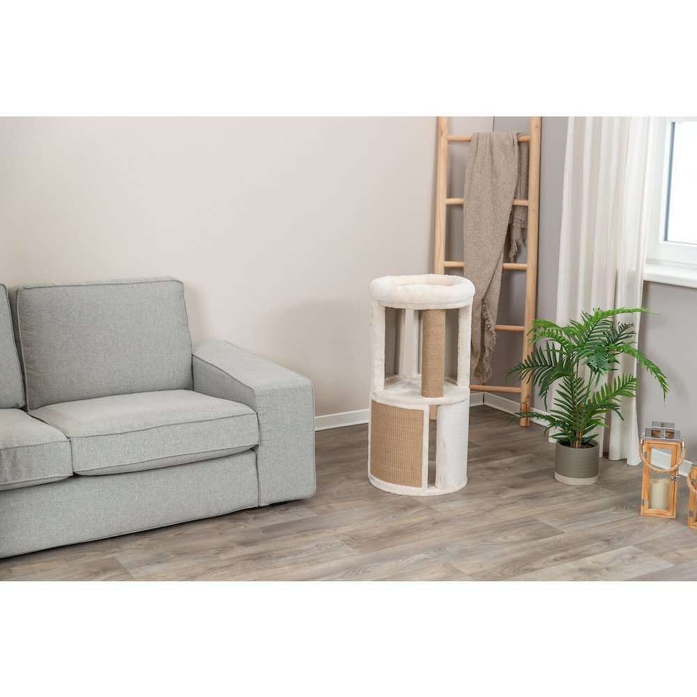 Giorgia Plush & Sisal 32" Cat Condo Tower, Scratching Posts  with Padded Bed