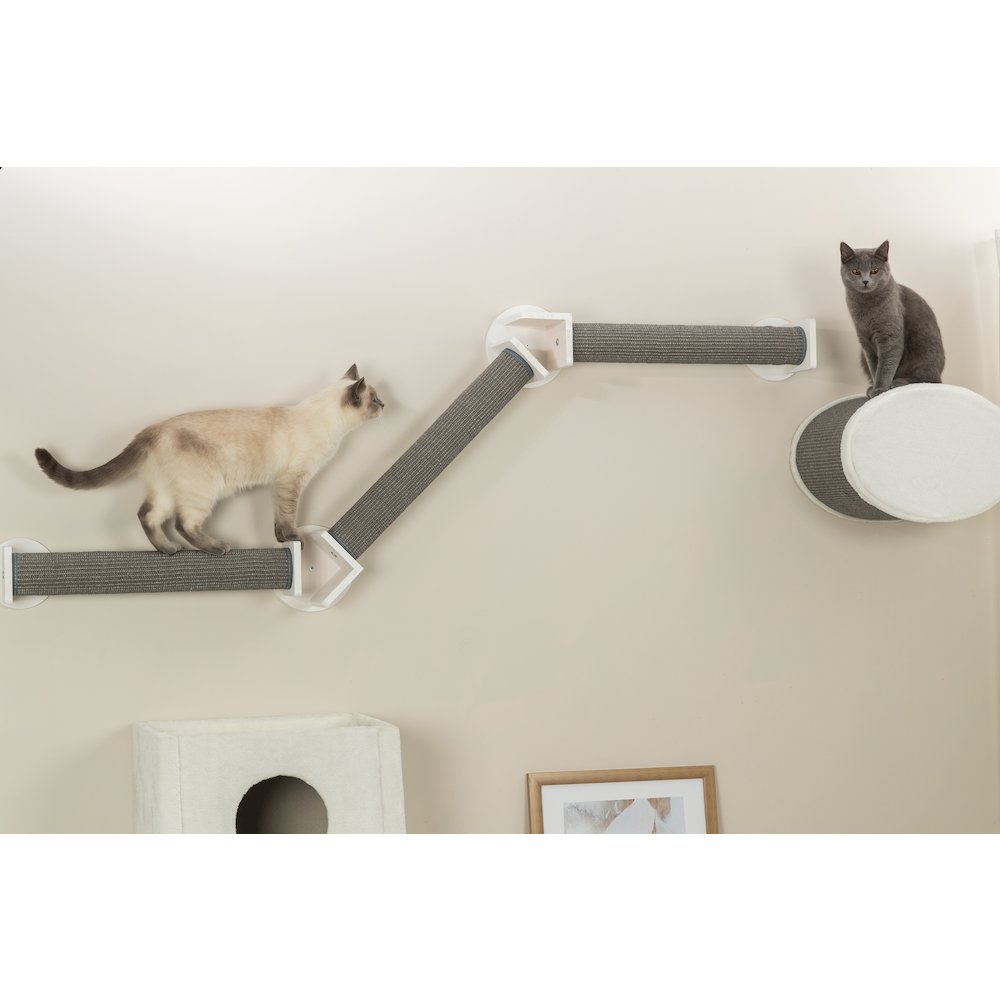 Wall Set 2 Multi-Level Wall Mounted Cat Perch System with 3 Scratching Posts