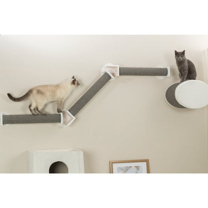 Wall Set 2 Multi-Level Wall Mounted Cat Perch System with 3 Scratching Posts