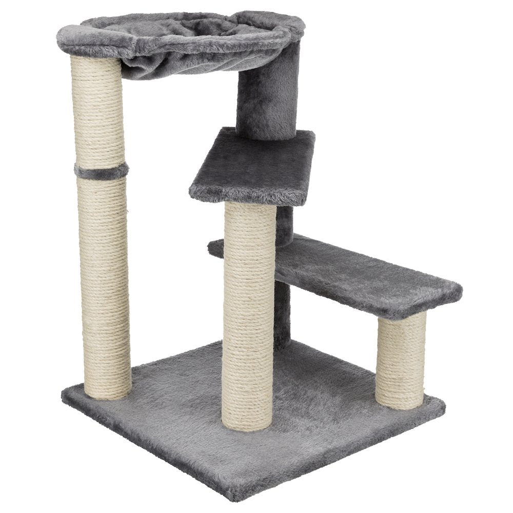 Baza Senior Plush & Sisal 27.6" Cat Tree Scratching Posts Hammock & Steps, Gray