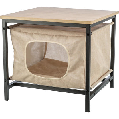 Emmie Indoor Cat Condo, Cat Bed Side Table, Cat Hideaway Cave with Cozy Cushion