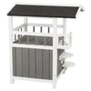 Wooden Outdoor or Indoor Cat House with Shaded Balcony for Small Cats, Gray