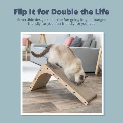 17.7" L-Shaped Cat Scratching Board Catnip & Silvervine with Built-In Ball Toy