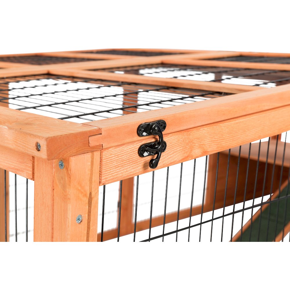 Weatherproof Outdoor X-Large Wooden Small Animal Cage and Run with Hinged Roof