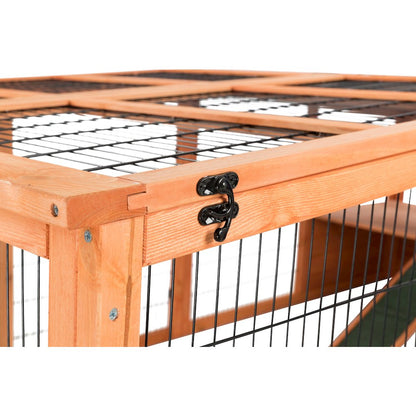 Weatherproof Outdoor X-Large Wooden Small Animal Cage and Run with Hinged Roof