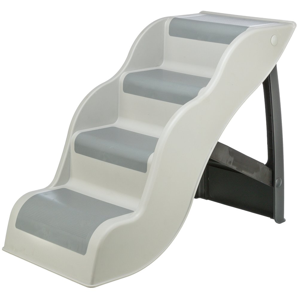 4-Step Pet Stairs, Lightweight and Collapsible Steps Ideal for Dogs & Cats, Gray