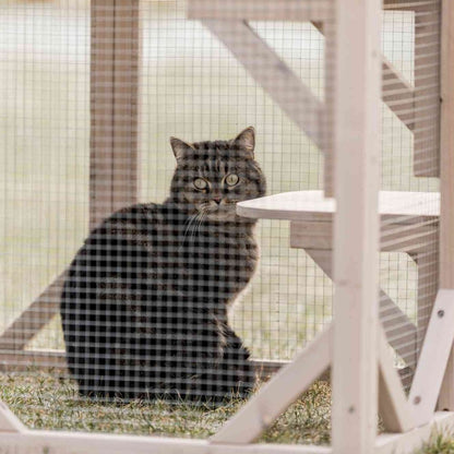 natura Weatherproof Wooden Cattery with 3 Perches, 44L x 70.9W x 31.5H, Gray