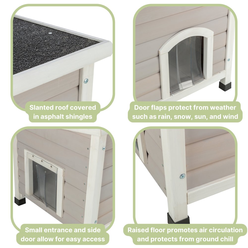 Classic Elevated Weatherproof Cat House, 2 Cover Openings, Indoor-Outdoor