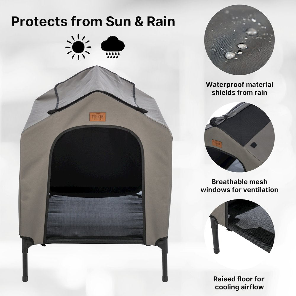 2-in-1 Elevated Portable Dog House or Dog Cot & Tent for Small-Medium Dogs
