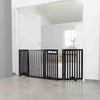 4-Panel Foldable Wood Freestanding Pet Gate, Walk Thru Door, Expands to 80"