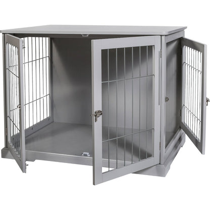32.7" Dog Crate, Wooden Indoor Kennel Furniture for Medium Dogs Up to 50 lb