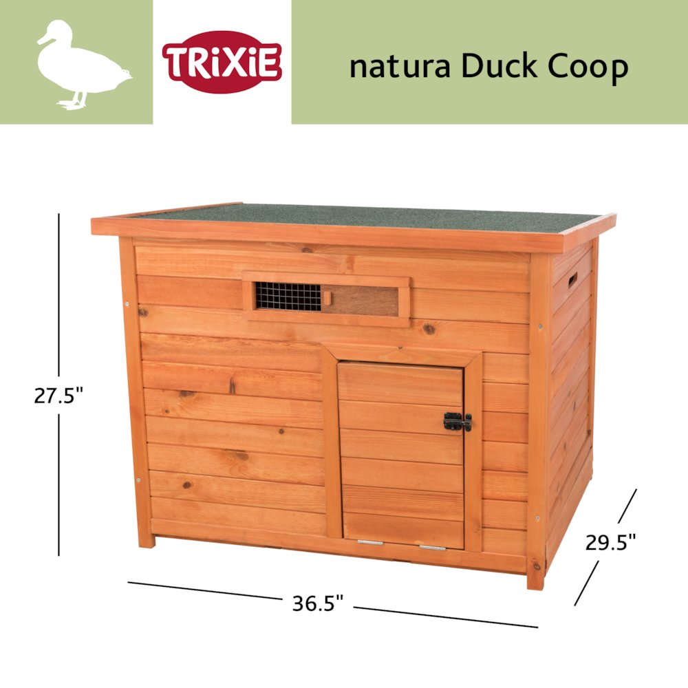 natura Weatherproof Wooden Outdoor Duck Coop with Pull-Out Tub, Brown