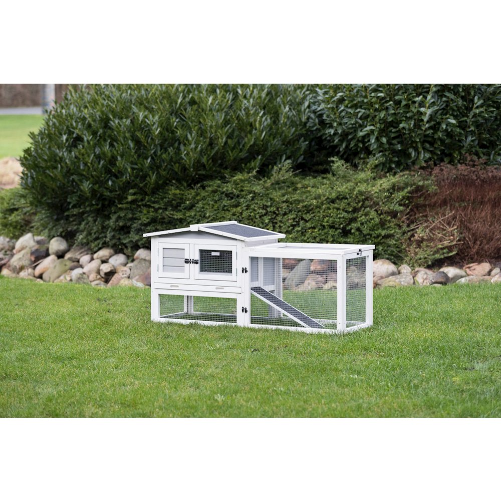 Weatherproof Outdoor 2-Story Wooden Small Animal Hutch with Large Run & Tray