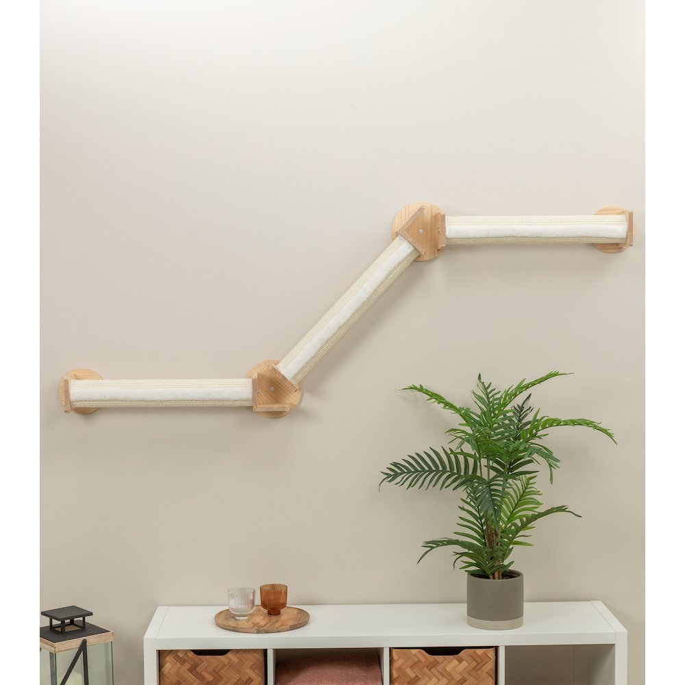 Wall Set 2 Multi-Level Wall Mounted Cat Perch System with 3 Sisal Posts, Natural