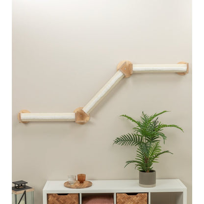 Wall Set 2 Multi-Level Wall Mounted Cat Perch System with 3 Sisal Posts, Natural