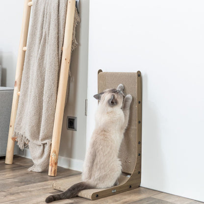 17.7" L-Shaped Cat Scratching Board Catnip & Silvervine with Built-In Ball Toy