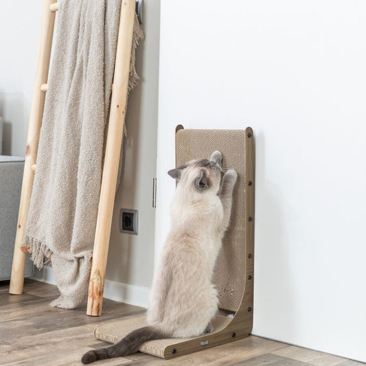 17.7" L-Shaped Cat Scratching Board Catnip & Silvervine with Built-In Ball Toy