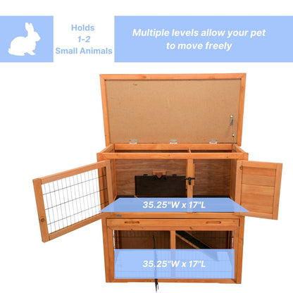 Weatherproof Outdoor 2-Story Medium Wooden Small Animal Hutch