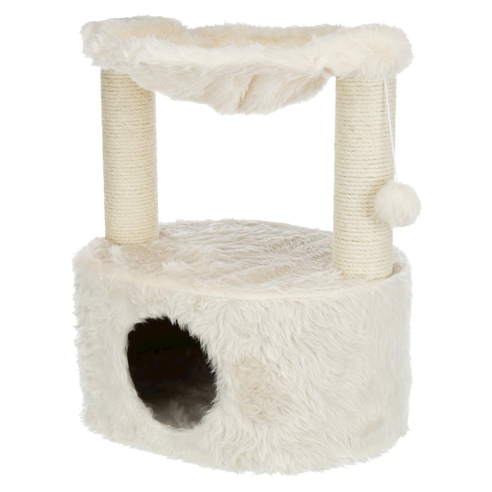 Baza Grande Plush & Sisal 24" Cat Tree, Cat Condo and Hammock, Cat Toy, Cream