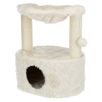 Baza Grande Plush & Sisal 24" Cat Tree, Cat Condo and Hammock, Cat Toy, Cream