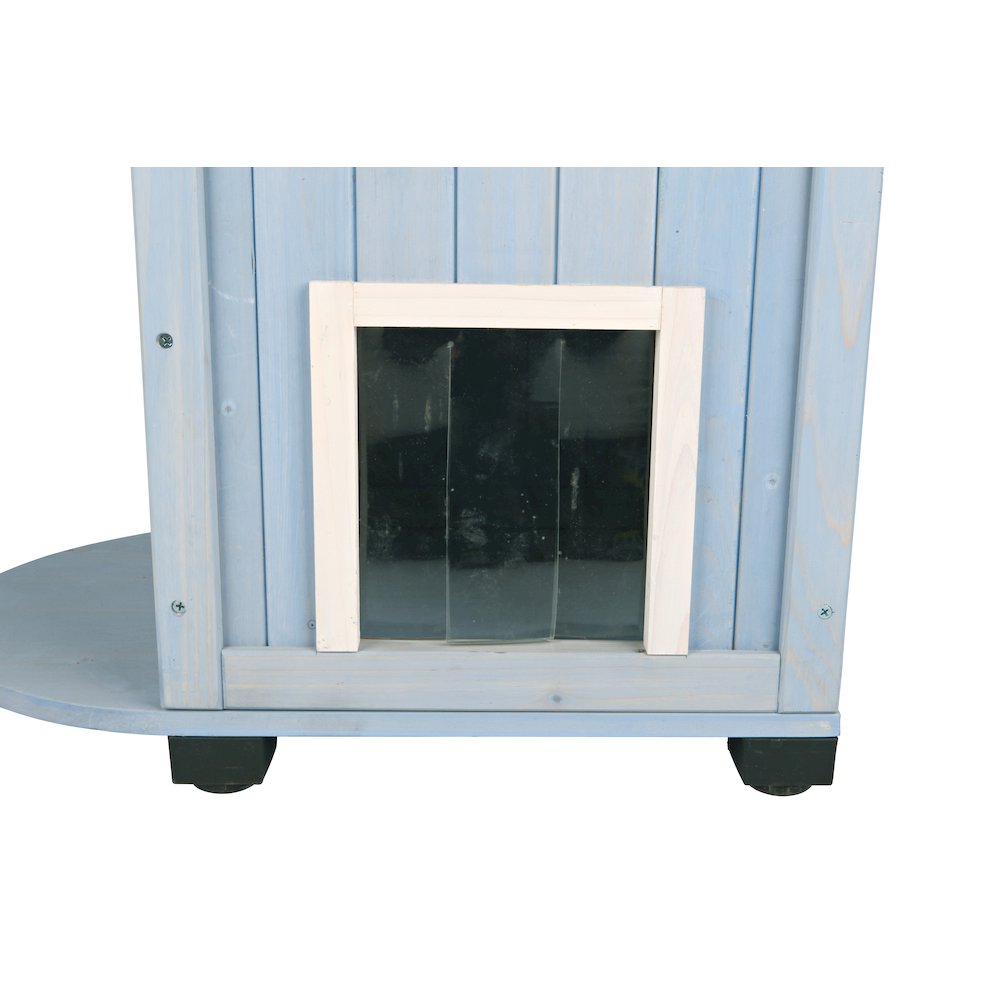 natura 3-Story Weatherproof Small Outdoor Cat House with 2 Entrances, Blue