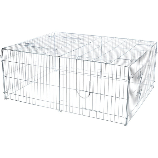 Enclosed Outdoor 34 cu. Ft. Galvanized Metal Small Animal Cage with 5 Doors