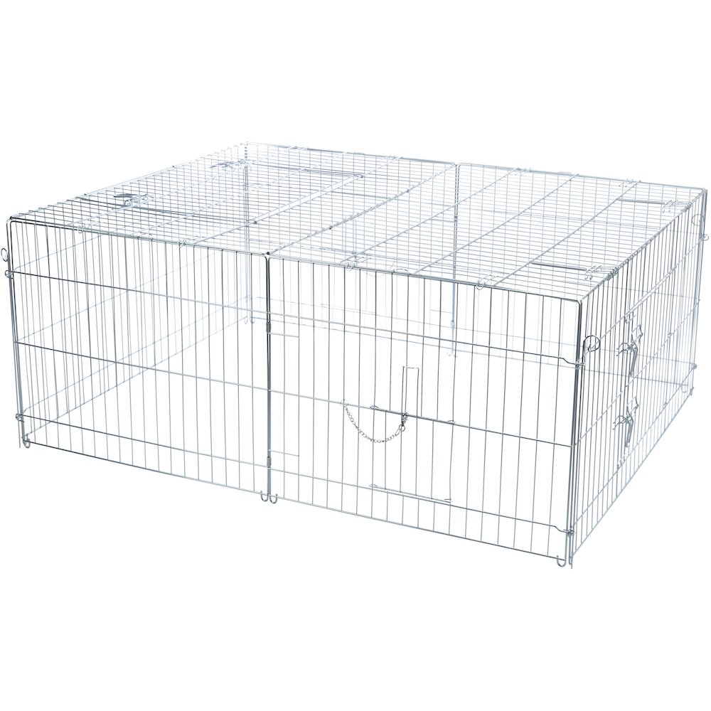 Enclosed Outdoor 34 cu. Ft. Galvanized Metal Small Animal Cage with 5 Doors