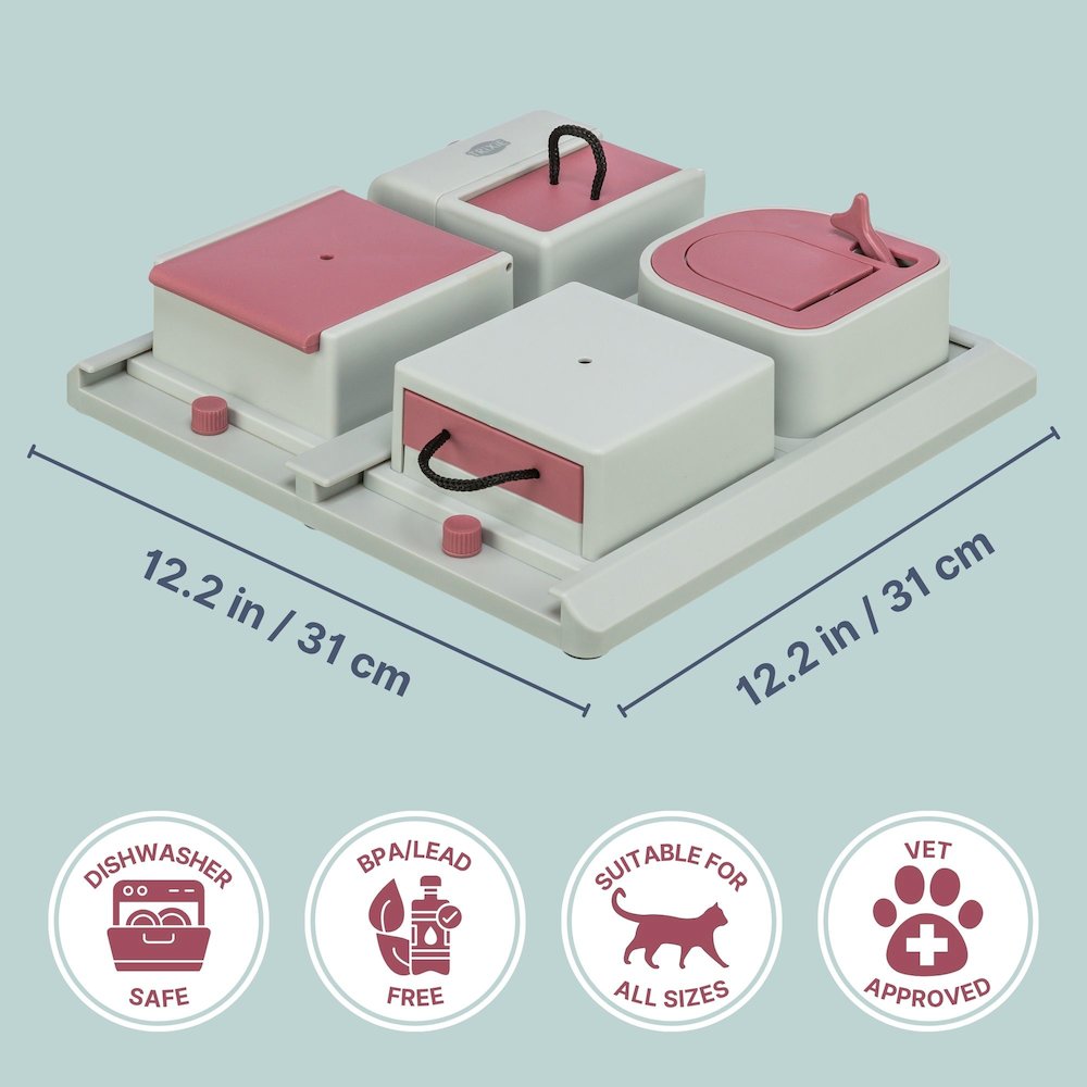 Poker Box Strategy Game for Cats, Puzzle Toy, Treat Dispenser, Interactive Play