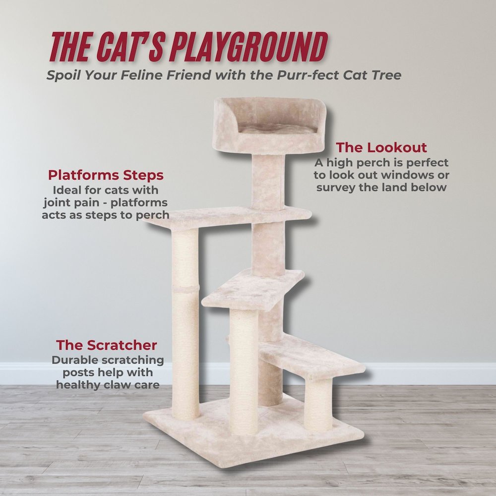 Tulia Senior Plush & Sisal 4-Level 40.2" Cat Tree, Scratching Posts & Bed
