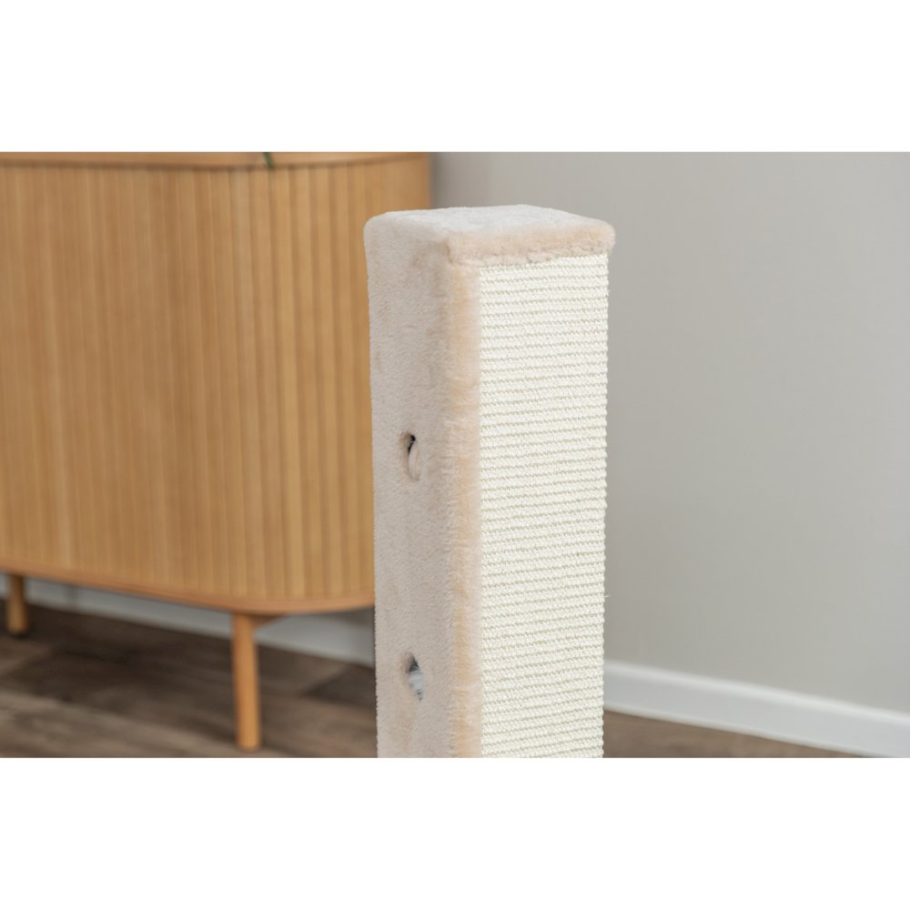 Soria Plush & Sisal 31.5" Square Scratching Posts, Cat Toys for Hunting, Beige