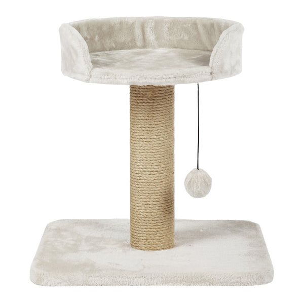 Mica Sisal 18" Cat Scratching Post with Plush Platform, Light Gray-Greige