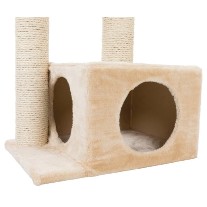 Valencia Plush & Sisal 3-Level 28" Cat Tree with Scratching Posts & Condo, Beige