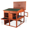 Deluxe Weatherproof Outdoor 2-Story Large Wooden Small Animal Hutch, Run, Tray