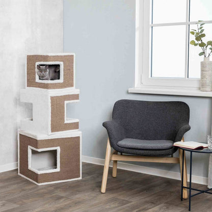 Lilo Plush & Sisal 3-Level 48.4" Cat Condo Tower with Removable Cushions, Brown