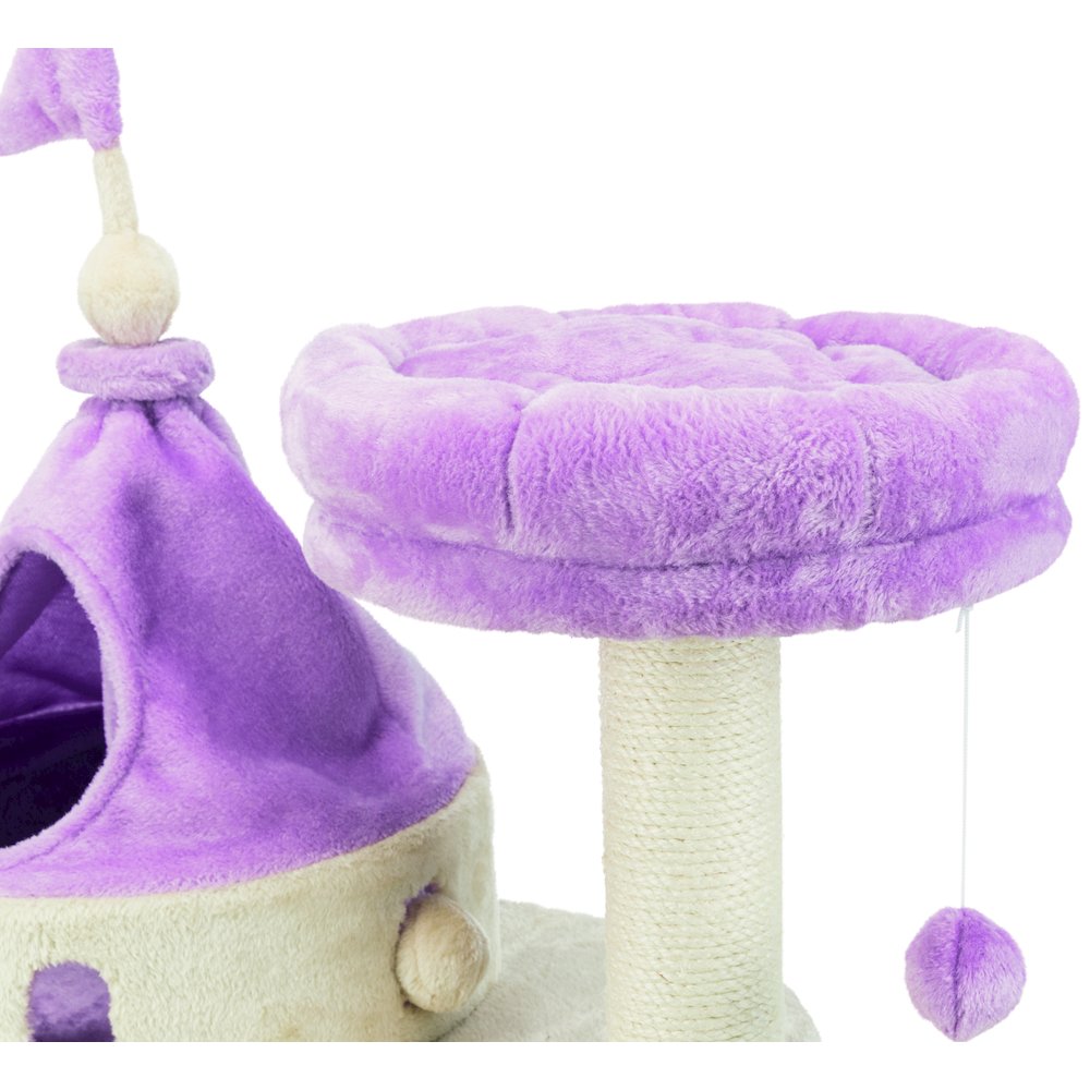 My Kitty Castle Plush 35.5" Cat Tree, Sisal Scratching Posts, Rustling Fabric