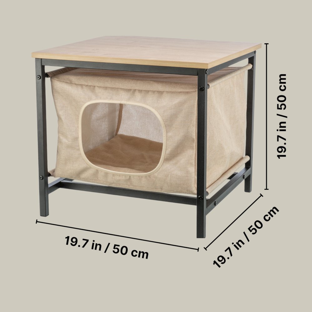 Emmie Indoor Cat Condo, Cat Bed Side Table, Cat Hideaway Cave with Cozy Cushion