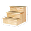 3-Step Wooden Pet Stairs with Storage & Non-Slip Pads, Natural