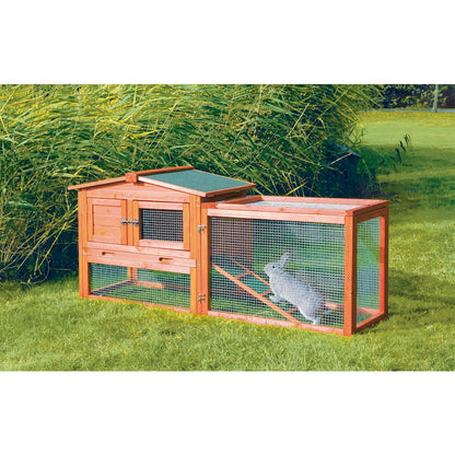 Weatherproof Outdoor 2-Story Wooden Small Animal Hutch, Run & Pull-Out Tray